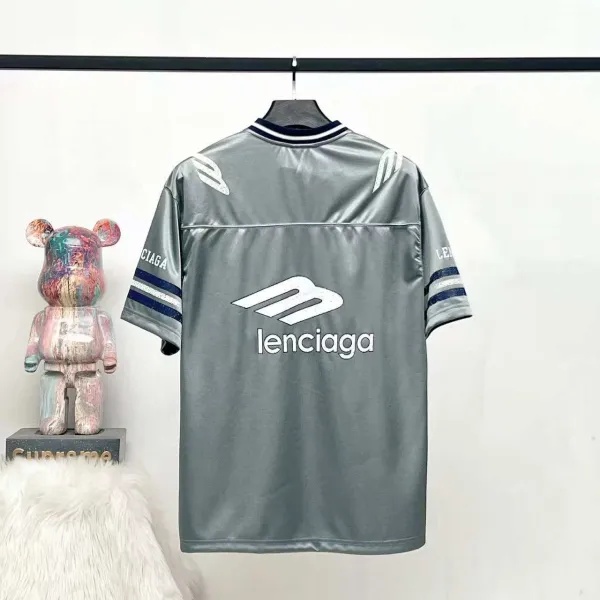 Balenciaga Lenciaga Football Jersey Gray Metallic Sporty T-Shirt Jersey - 8