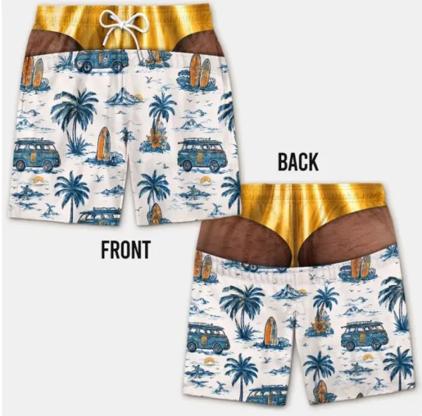 Design Tropical Van Print Swim Shorts Multicolor Swimwear - 1