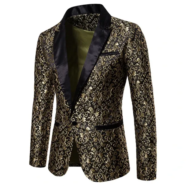 Design Floral Jacquard Blazer with Satin Lapel White Men's Blazer Outerwear.blazer - 3