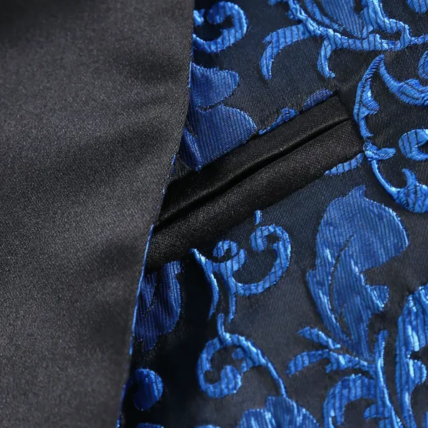 Design Floral Jacquard Blazer with Satin Lapel White Men's Blazer Outerwear.blazer - 14