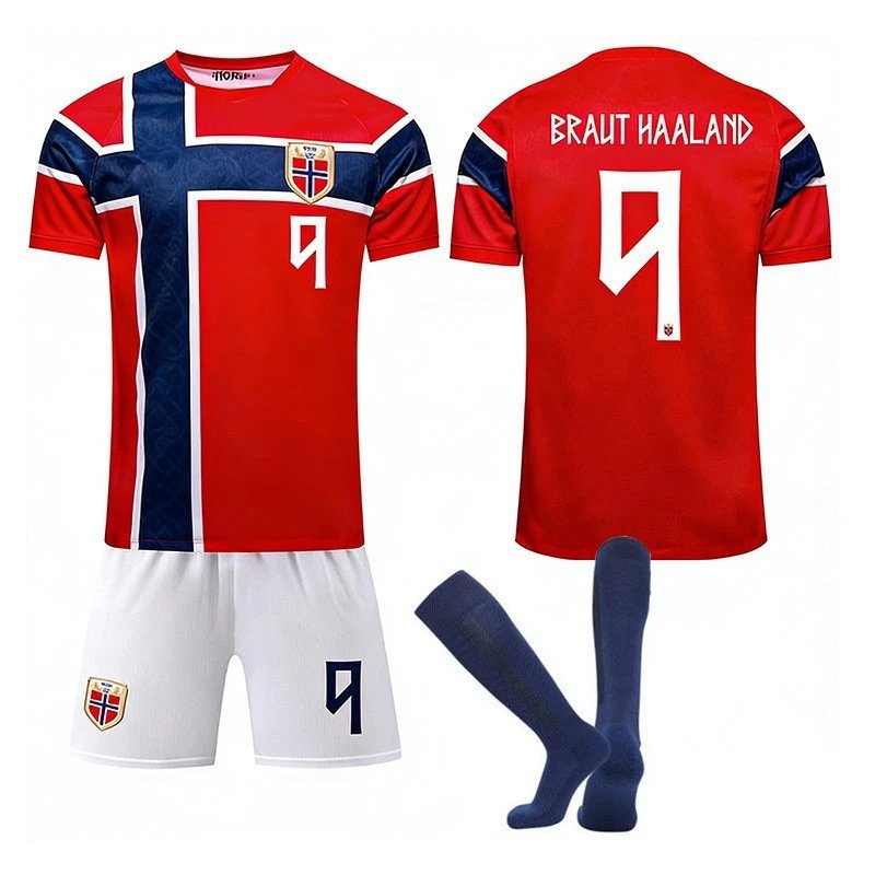 Design Norway National Team Inspired Soccer Kit Red Blue White Jersey Set Jersey - 5