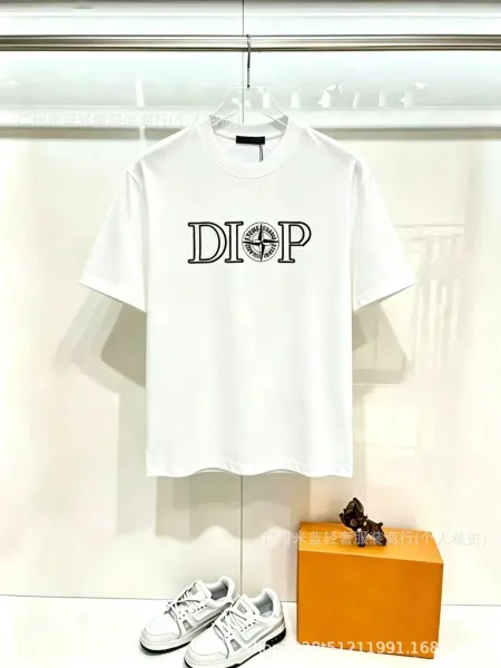 Dior x Stone Island Logo Print White T-Shirt - 1