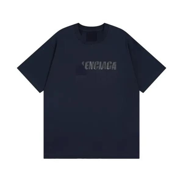 Balenciaga Logo Print Oversized T-Shirt Navy - 1