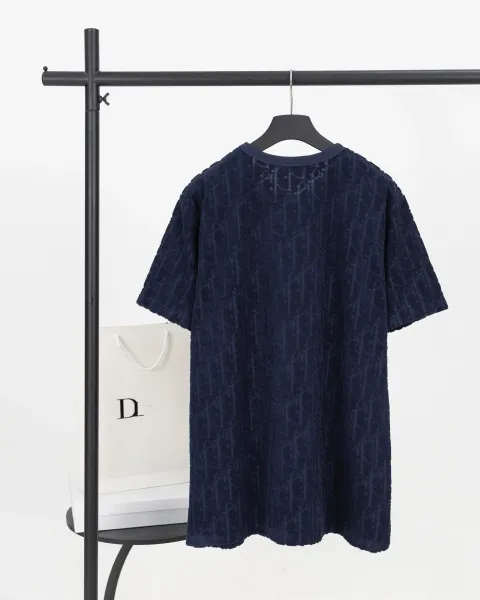 Dior Oblique Jacquard T-Shirt Navy - 8