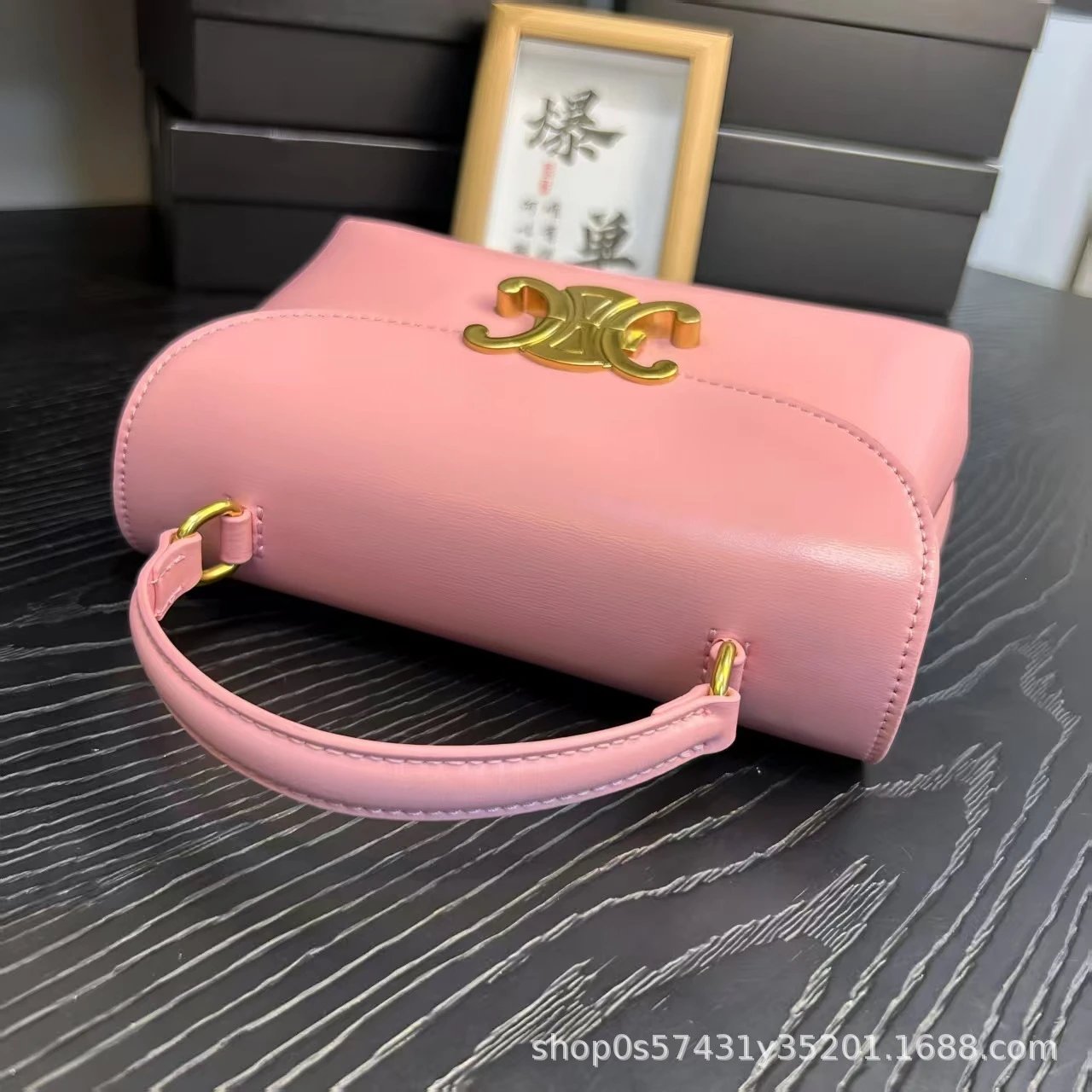 Celine Triomphe Mini Bag Burgundy Leather Handbag - 15