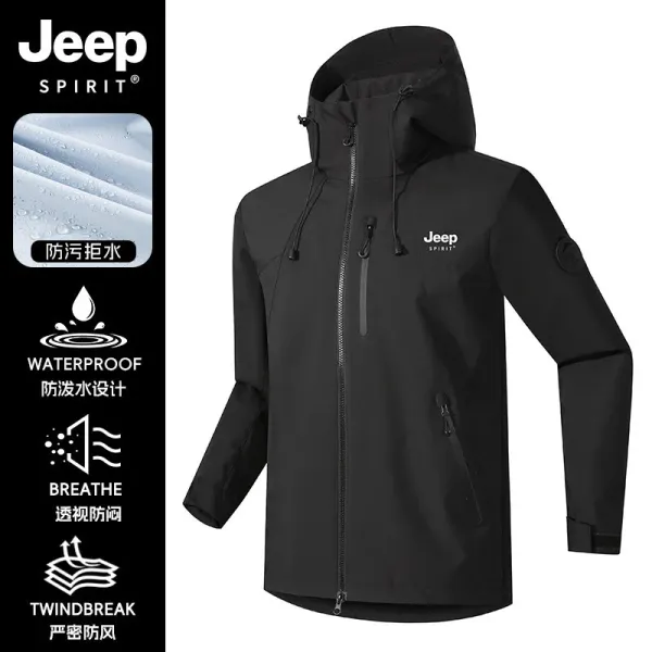 Design Jeep Spirit Waterproof Windbreaker Black Jacket Windbreaker - 1