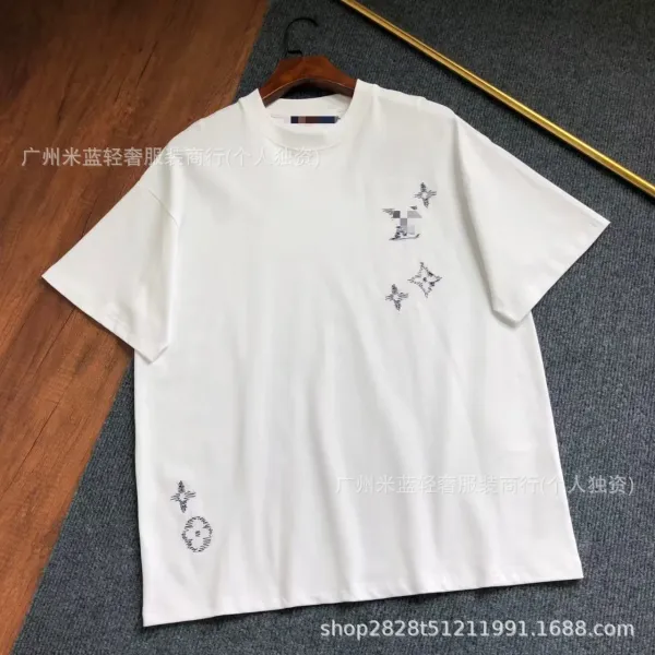 Design Embroidered Monogram Motif White T-Shirt - 1