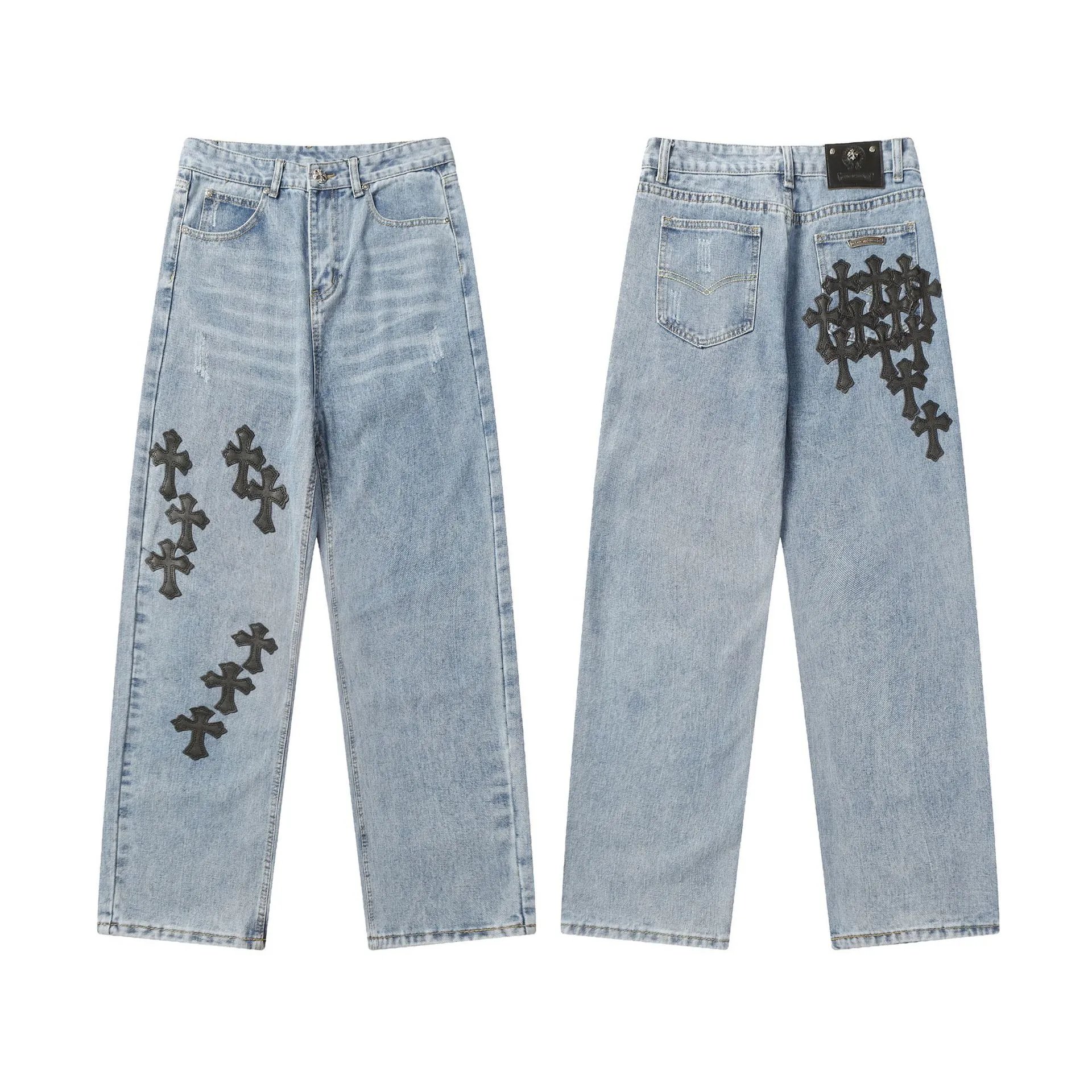 Chrome Hearts Cross Motif Embroidered Black Denim Jeans - 41
