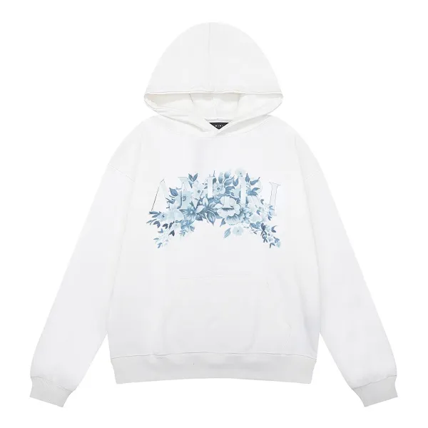 Amiri Floral Logo Hoodie White - 1