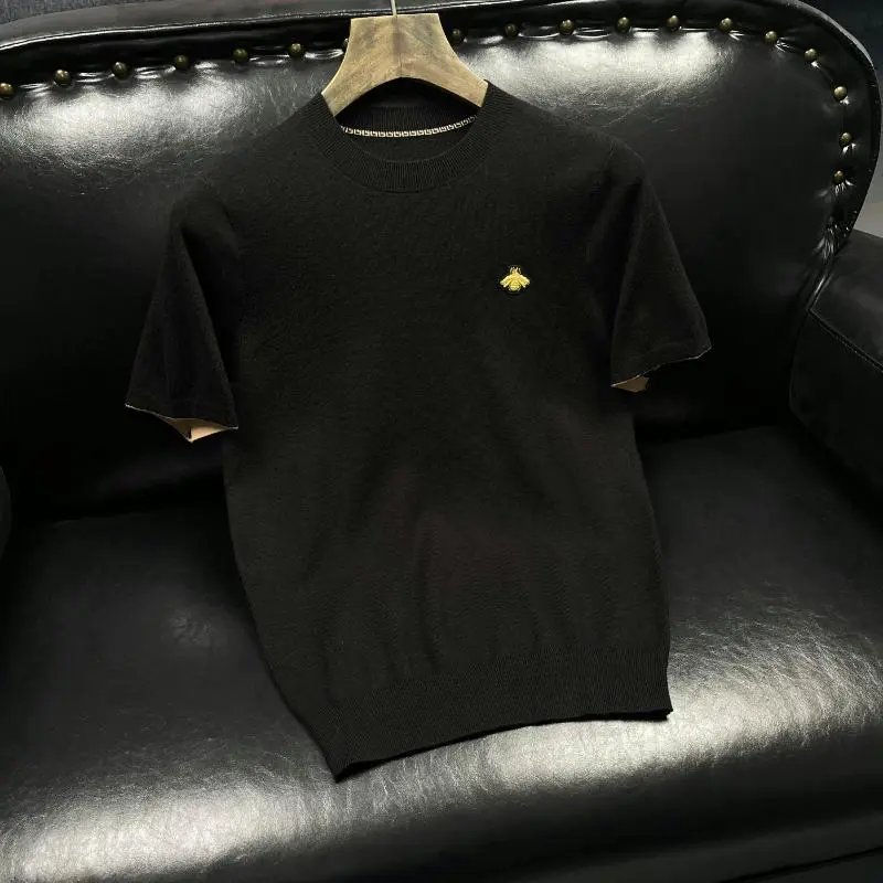 Maison Kitsuné Bee Embroidered Knit T-Shirt Black