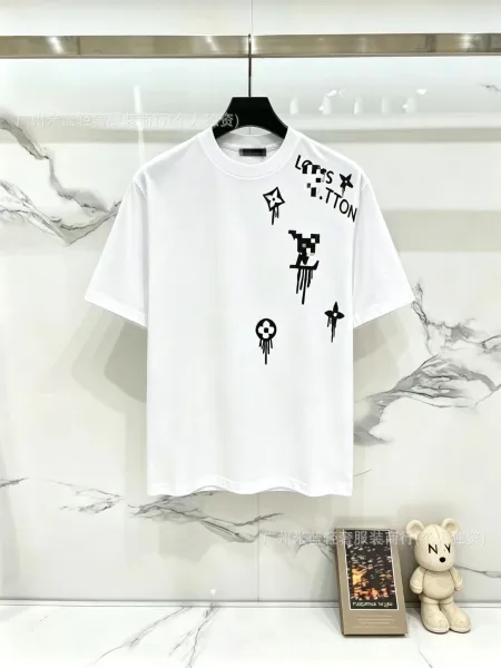 Louis Vuitton Pixelated Monogram Print White T-Shirt - 1
