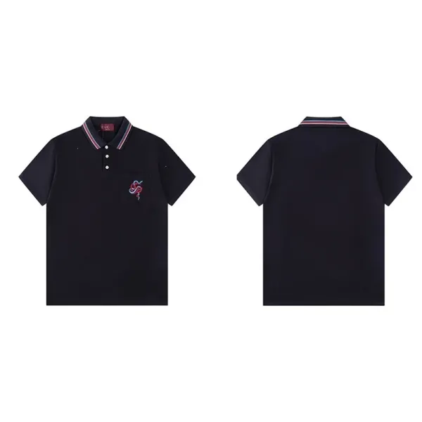 Design Classic Polo Navy with Embroidered Snake Motif Polo Shirt - 1