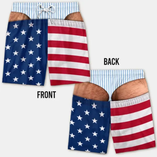 Design American Flag Print Swim Shorts Swimwear - 1