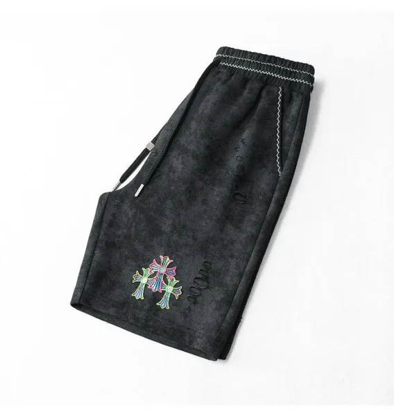 Chrome Hearts Distressed Corduroy Shorts Black - 6