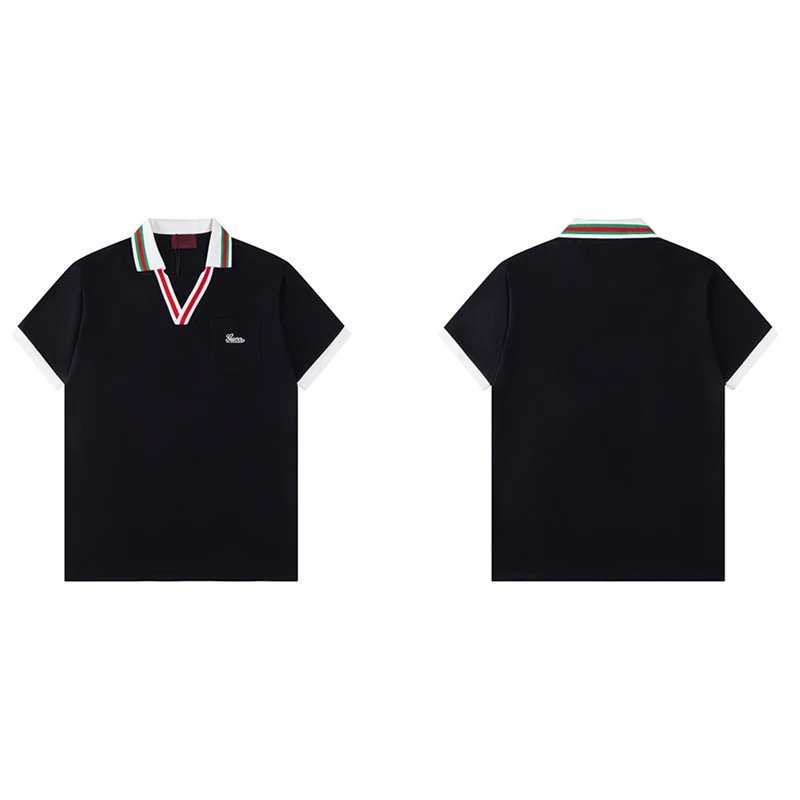 Gucci Tennis Polo Black with Web Trim Polo Shirt