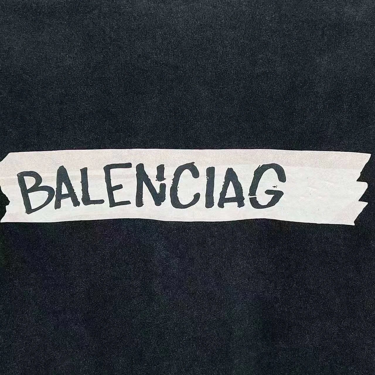 Balenciaga Logo Patch Acid Wash Black T-Shirt - 10