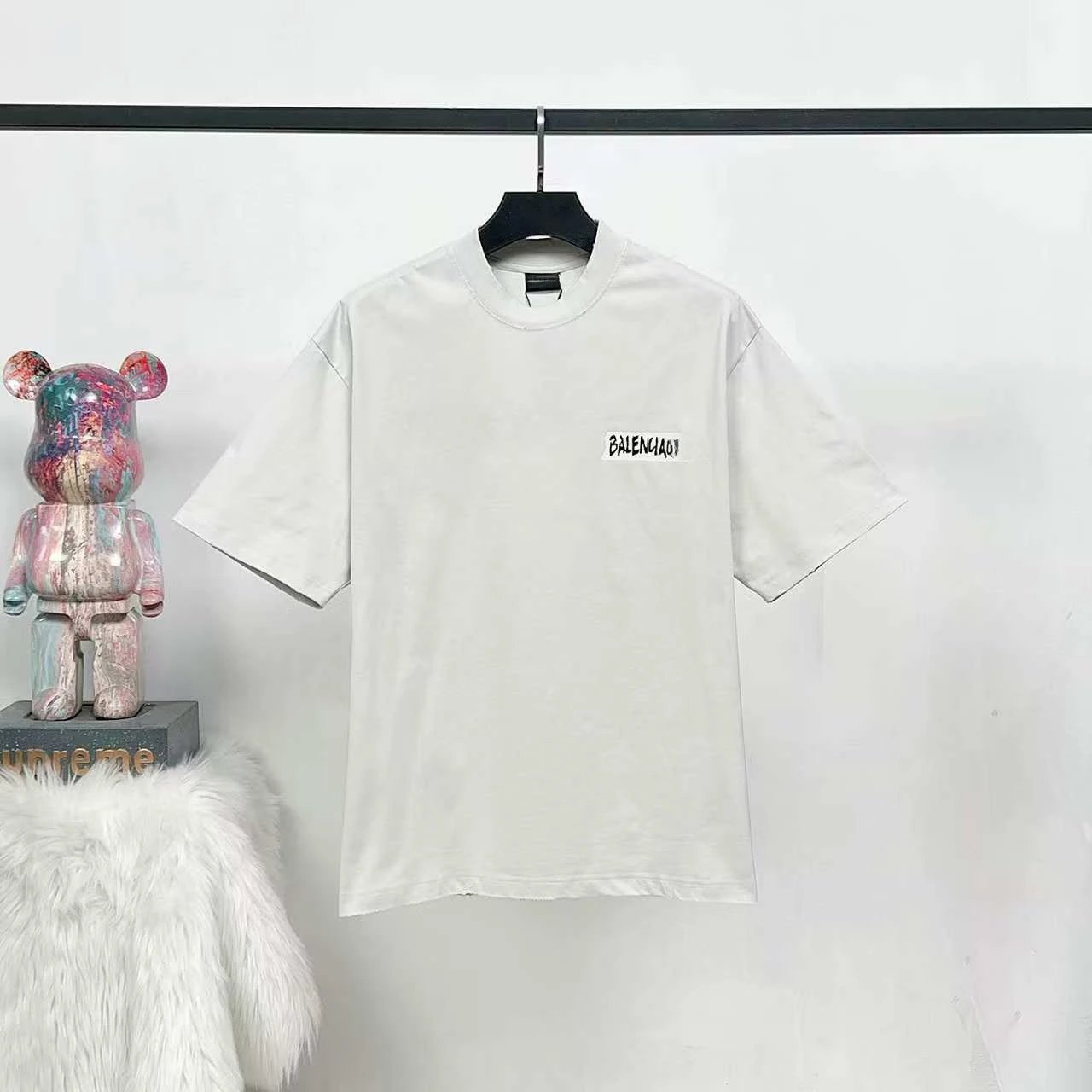 Balenciaga Logo Patch Acid Wash Black T-Shirt - 13
