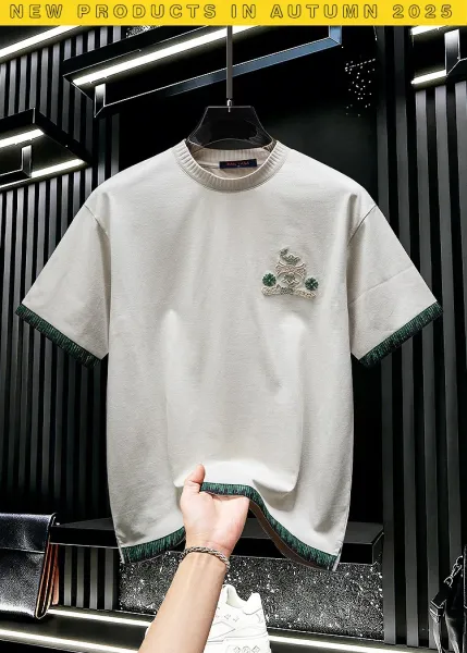 Chrome Hearts Embroidered Logo Gray T-Shirt with Green Trim - 6