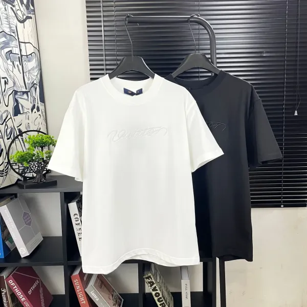 Louis Vuitton Script Logo T-Shirt White and Black - 1