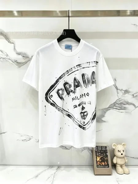 Prada Logo Print Graphic T-Shirt White - 1