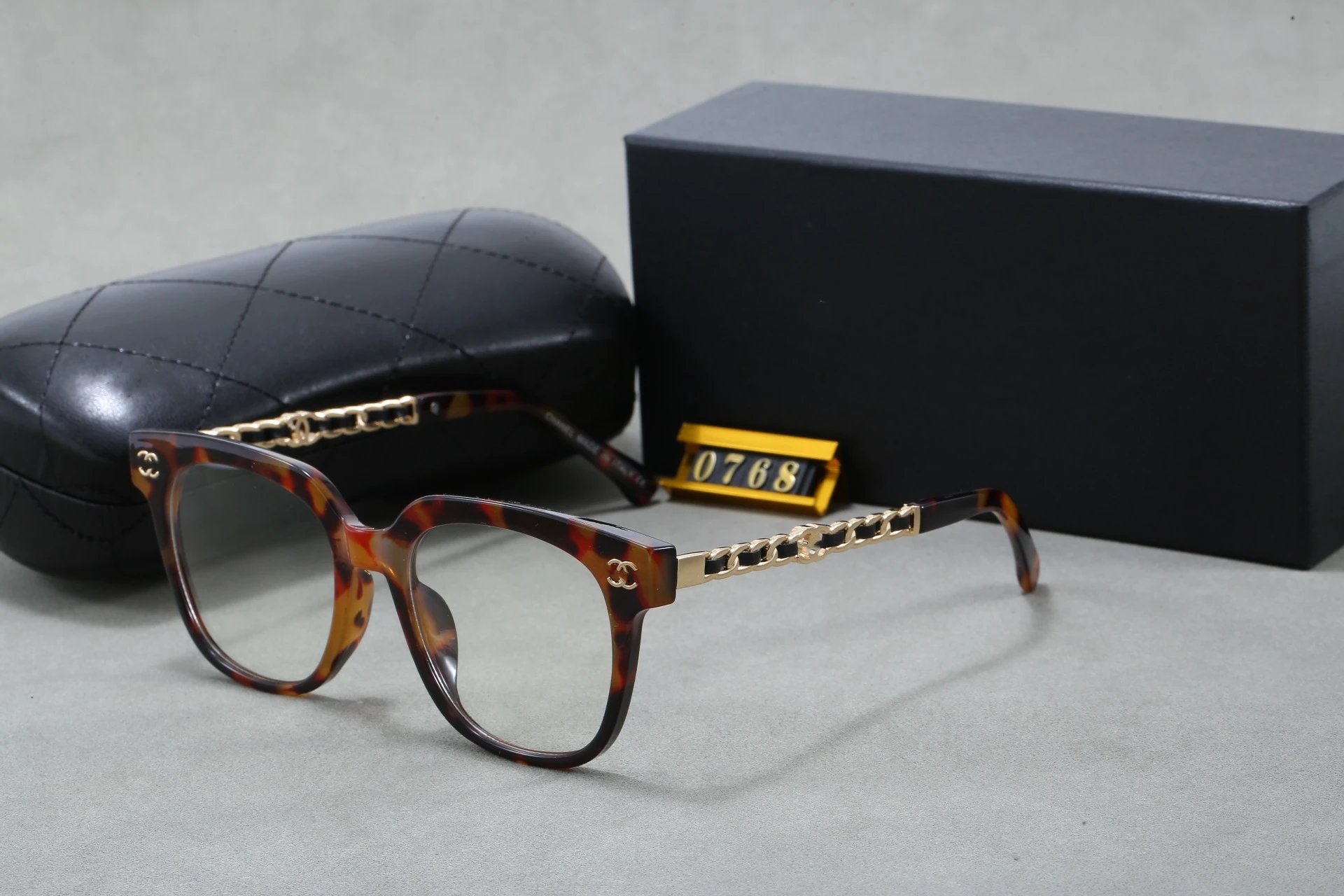 Chanel Optical Glasses Tortoiseshell Chain Detail Eyewear