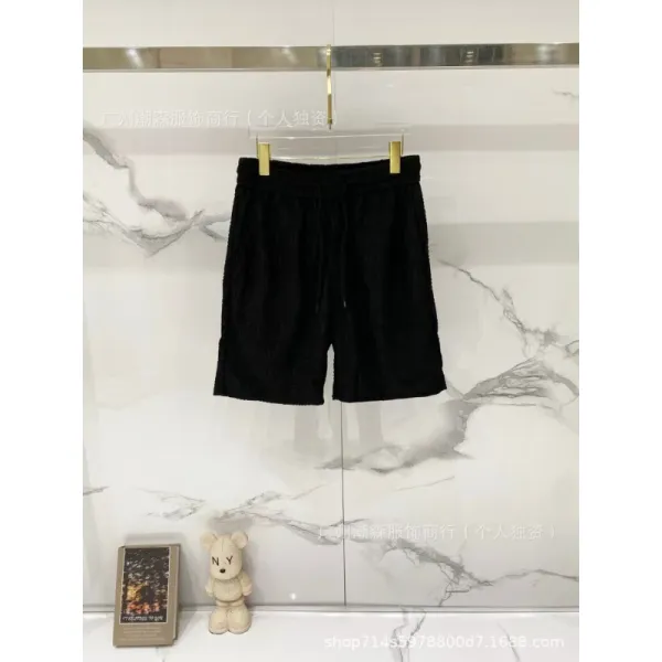 Design Drawstring Waist Shorts Black - 1