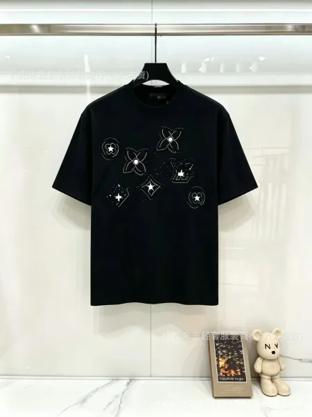 Louis Vuitton Monogram Flower Embroidered Black T-Shirt - 1