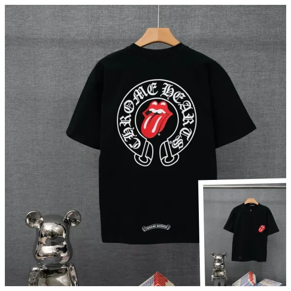 Chrome Hearts x The Rolling Stones Tongue Logo Black T-Shirt - 1