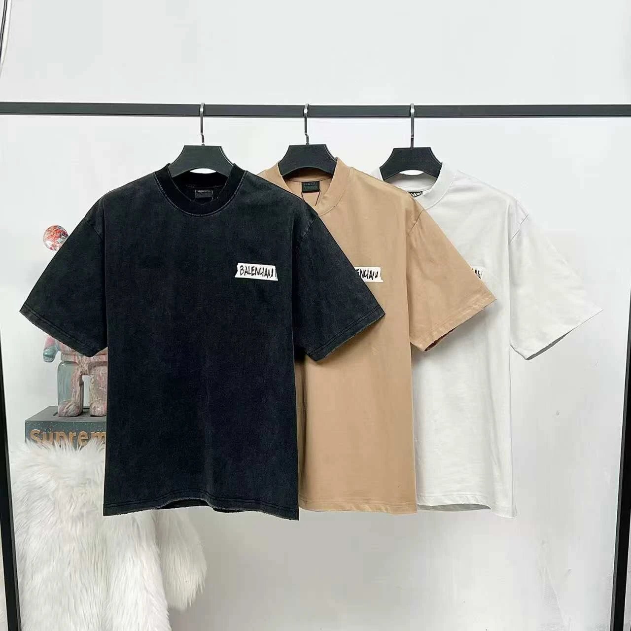 Balenciaga Logo Patch Acid Wash Black T-Shirt - 4