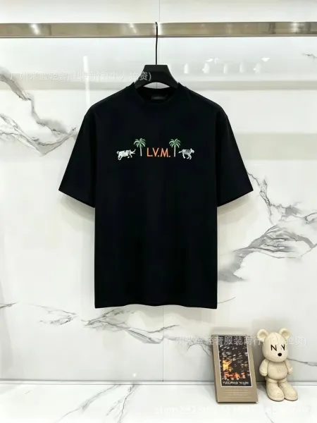 Design LV.M. Palm Tree Elephant Graphic T-Shirt Black T-Shirts - 1