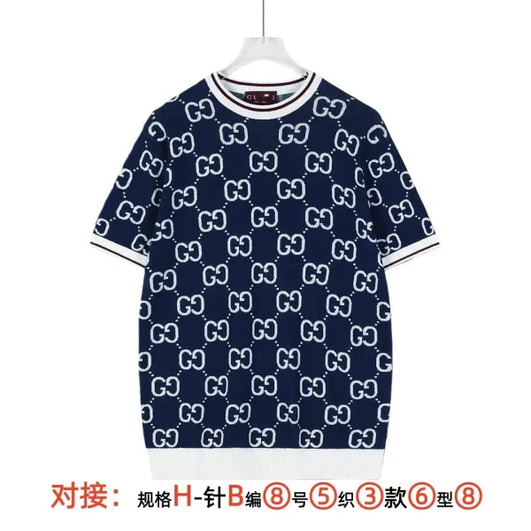 Gucci GG Monogram Knit T-Shirt Navy - 1