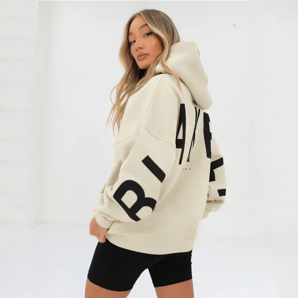Design Oversized Graphic Hoodie in Light Gray with Black Lettering - 19