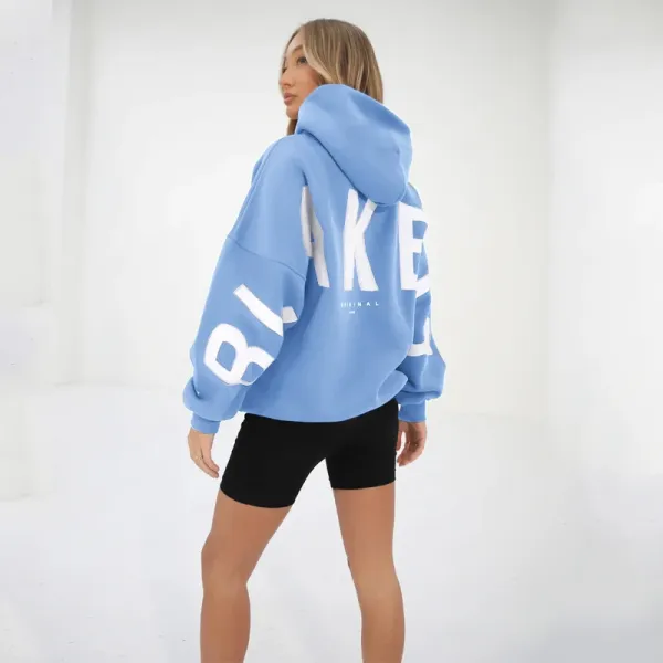 Design Oversized Graphic Hoodie in Light Gray with Black Lettering - 26