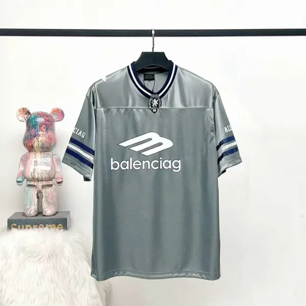Balenciaga Football Jersey Black Velvet T-Shirt - 7