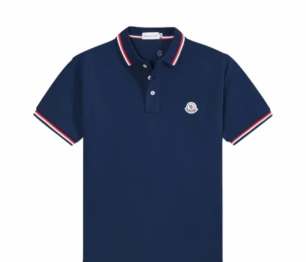 Moncler Polo Shirt Light Blue with Trim - 4