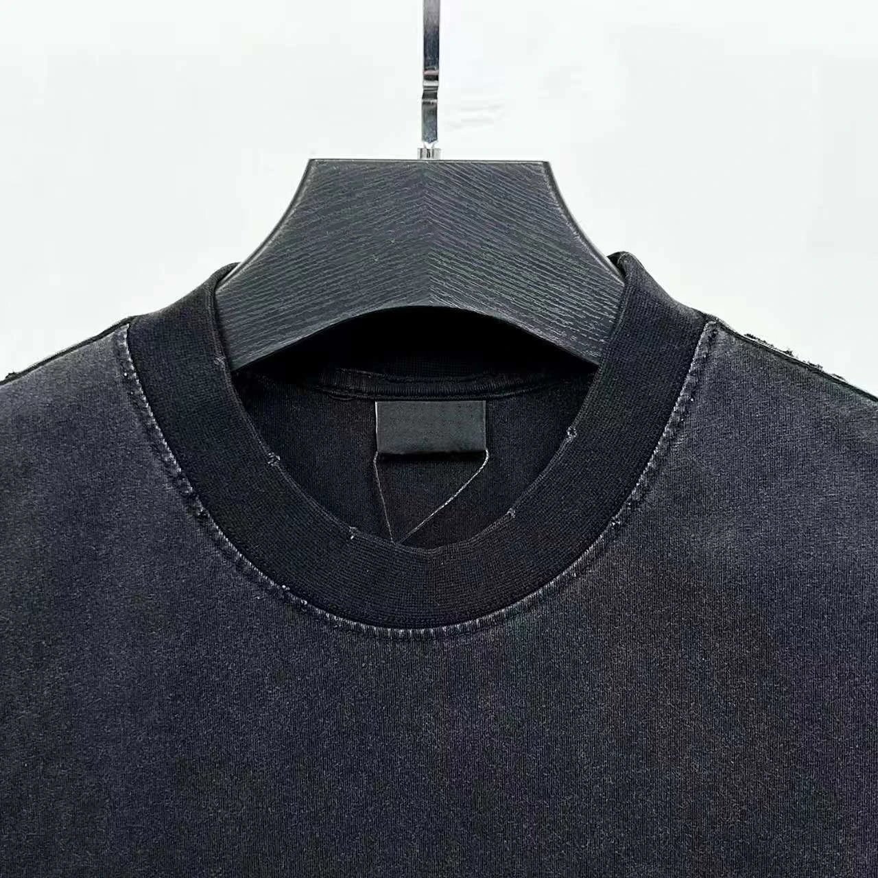 Balenciaga Logo Patch Acid Wash Black T-Shirt - 7