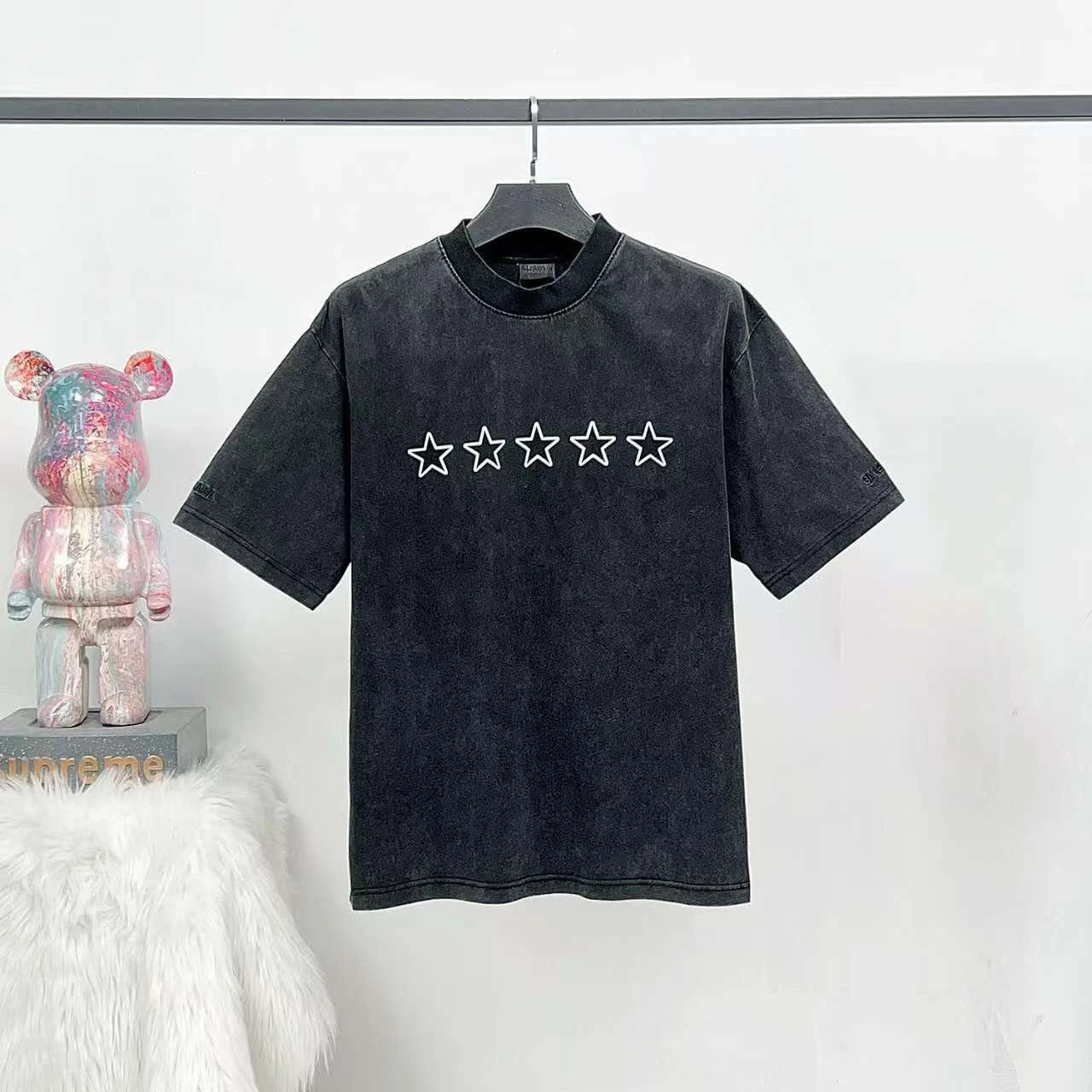 Design Five Stars Graphic T-Shirt Blue Tops.t Shirts - 5