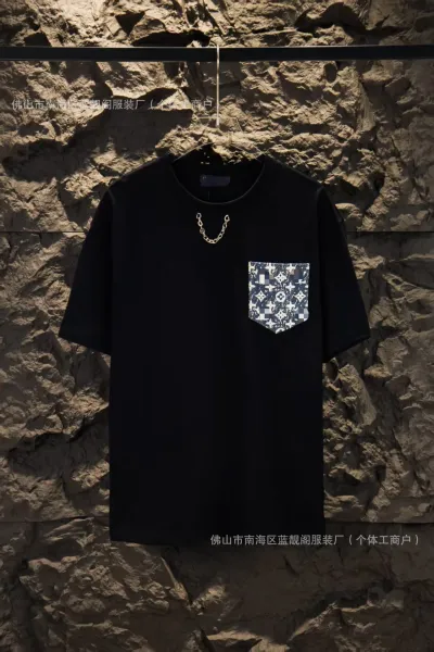 Design Pocket Tee with Monogram Print Black T-Shirt - 1