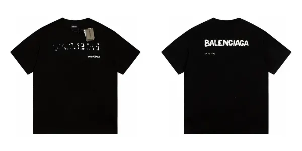 Balenciaga Distorted Logo Black T-Shirt - 1