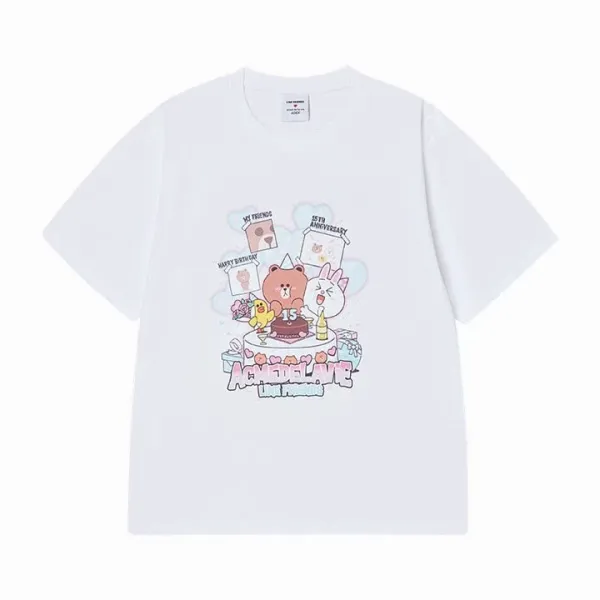 Design LINE FRIENDS x Aespa Love 15th Anniversary Graphic T-Shirt White T-Shirts - 1