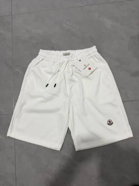 Moncler Logo-Embroidered Cotton Sweatshorts Beige Shorts - 8
