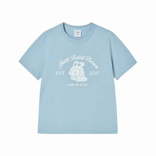 Design Fuzzy Rabbit Brown Est. 2017 Acme De La Vie Light Blue T-Shirt T-Shirts - 1