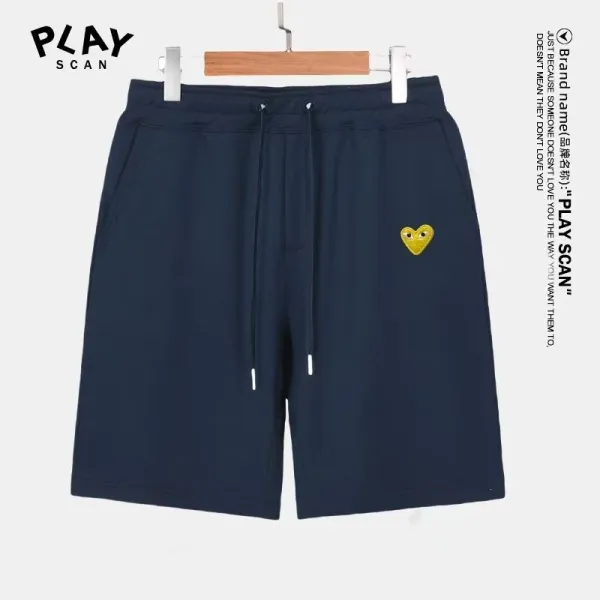 Comme des Garçons Play Heart Embroidered Navy Shorts - 1