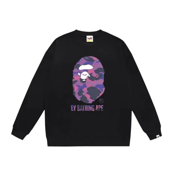 A Bathing Ape Camo Ape Head Graphic Sweatshirt Black Hoodie - 1