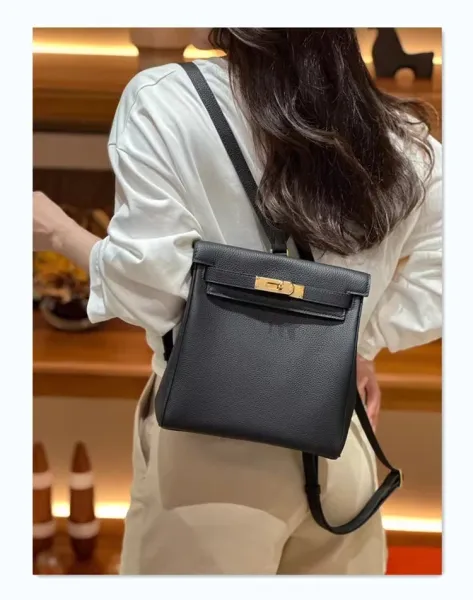 Hermès Kelly Pouch Backpack White Togo Leather Crossbody Bag - 13