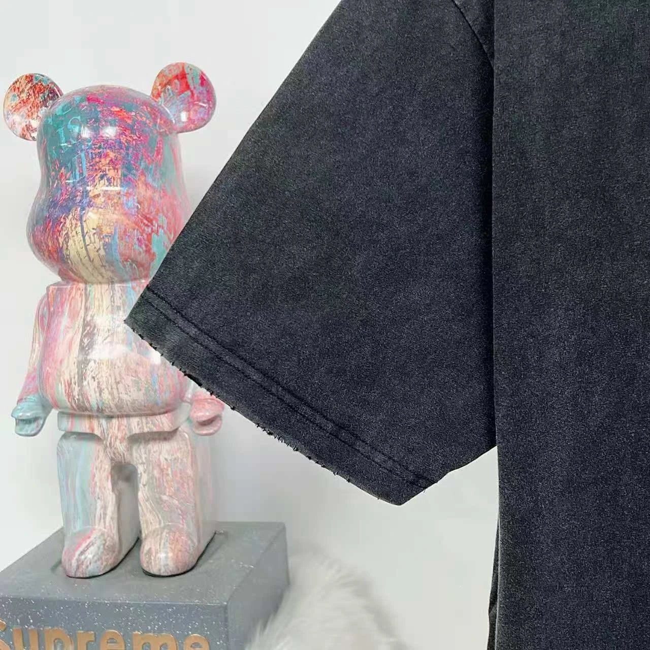 Balenciaga Logo Patch Acid Wash Black T-Shirt - 12