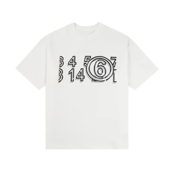 Design Numeric Graphic Print White T-Shirt - 1