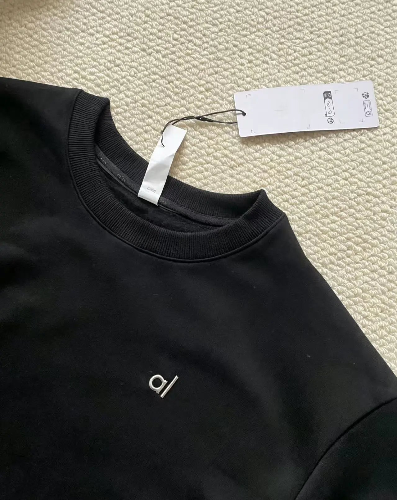 Design Al Logo Oversized Crewneck Black Sweatshirt Hoodie - 7