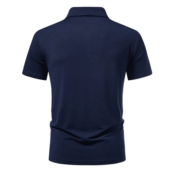 Design Color-Block Polo Shirt Navy Orange Light Blue Gray Tops Polo - 6
