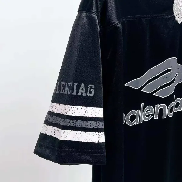 Balenciaga Football Jersey Black Velvet T-Shirt - 15